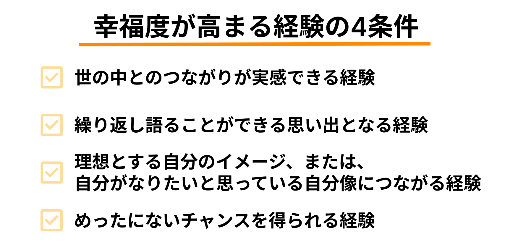 幸福度が高まる経験の4条件